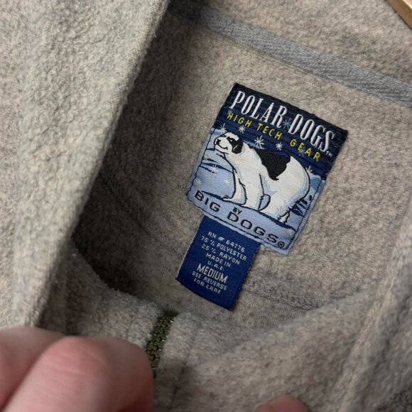 Vintage Polar Big Dogs Zip Up Beige Fleece Sweater Medium - Picture 5 of 5